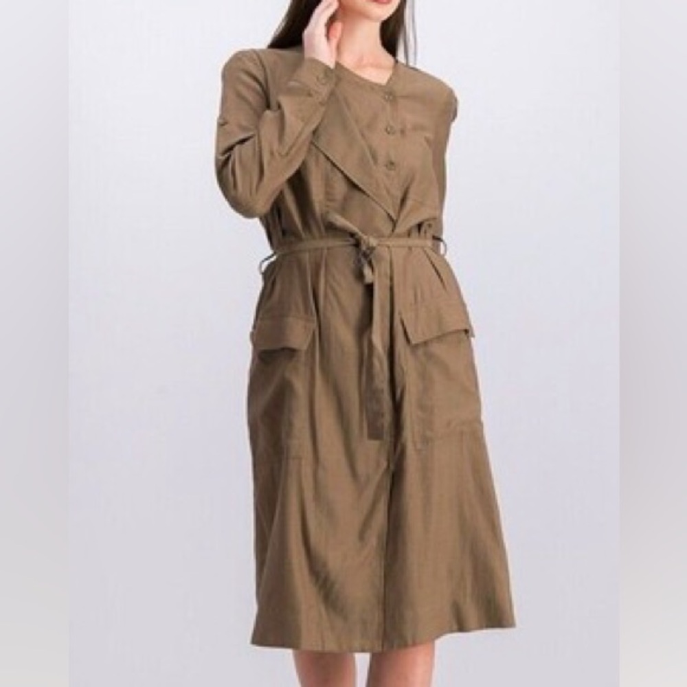 BCBGMaxAzria Olive Trench Coat Dress with Belt